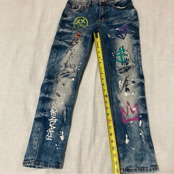 Switch Jeans Remarkable Sz 10 Kids Girls Blue Graffiti adjustable distressed - Picture 16 of 16